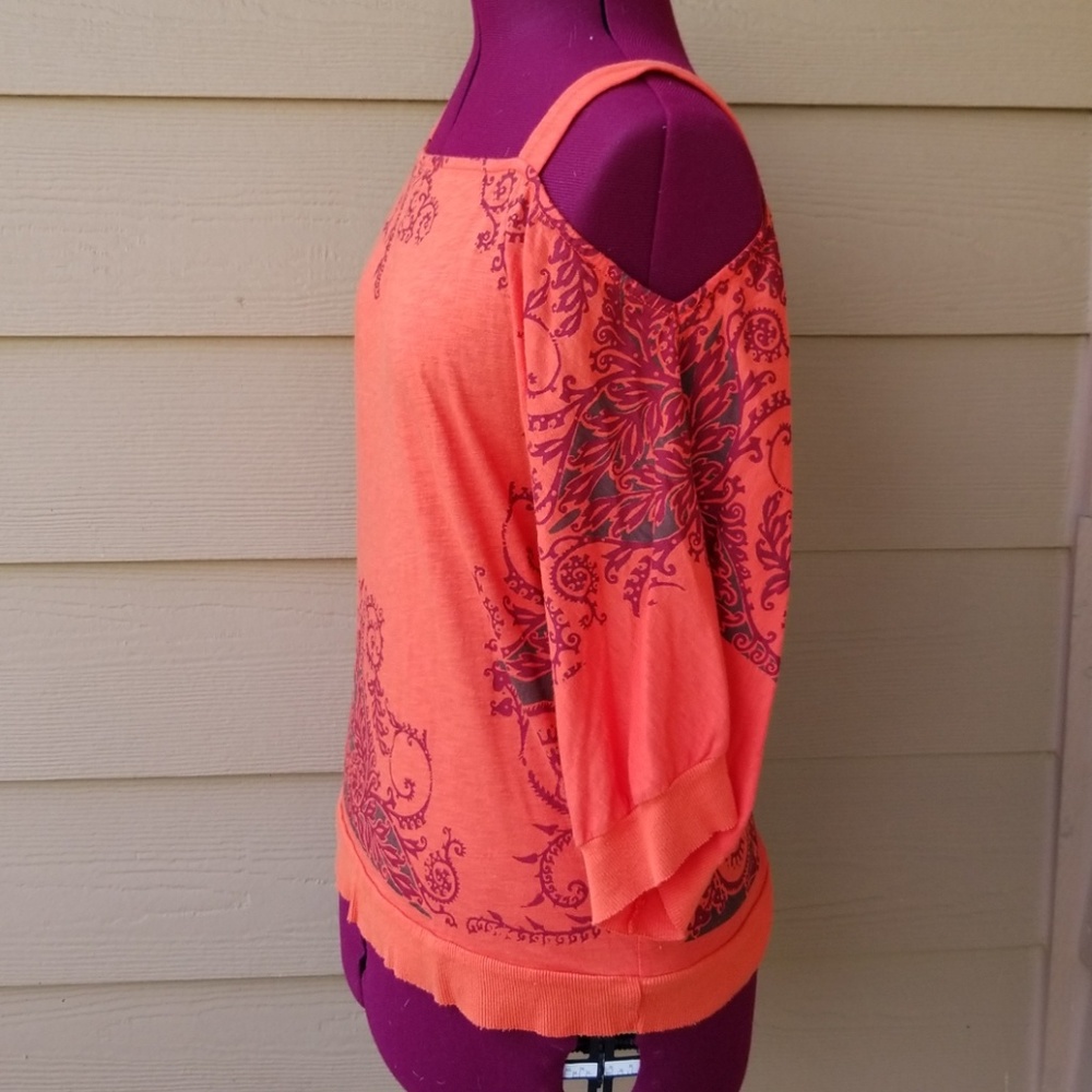 Orange cold-shoulder top